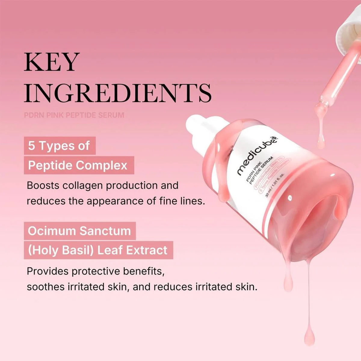 Medicube Salmon DNA PDRN Pink Peptide Serum,Serum Texture,Complex Repair Ingredients,Lifting & Firming,K-Beauty,Korean Makeup